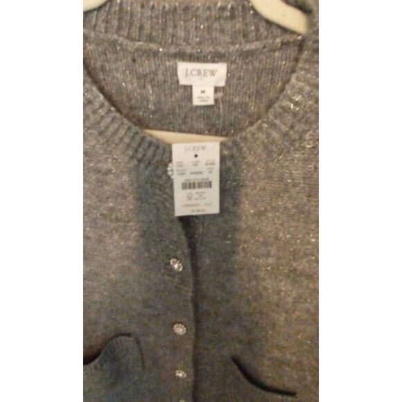 J Crew Grey Silver Sweater Cardigan Jewel Button Pockets NWT Medium MSRP $138 - Picture 11 of 11